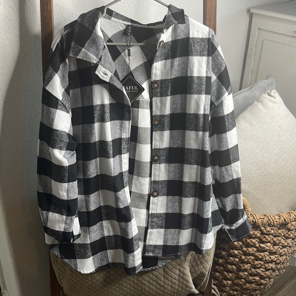 Black and white checked flannel
